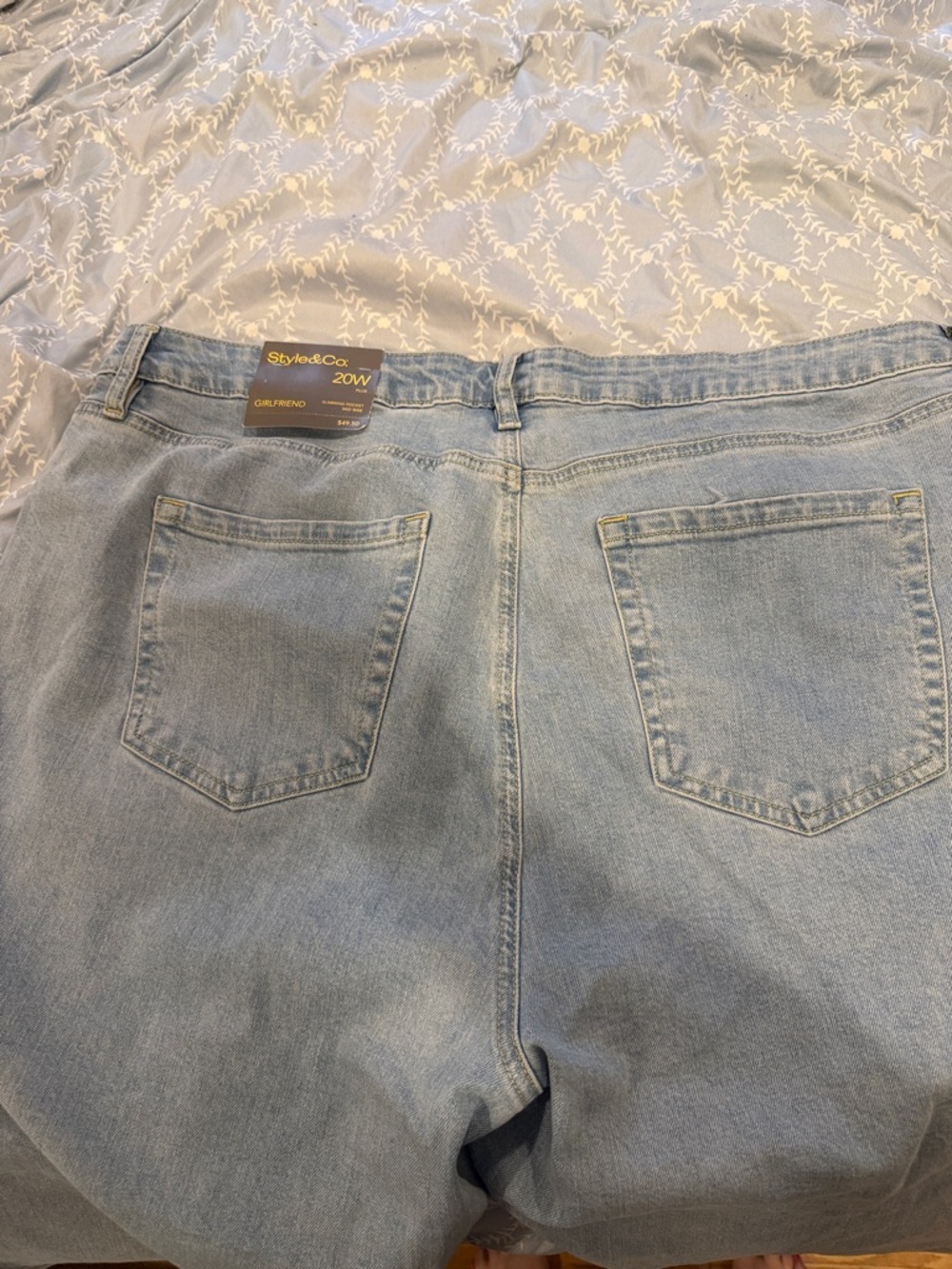 Style & Co. Light Blue Women's Boyfriend Jeans - Back Pocket View